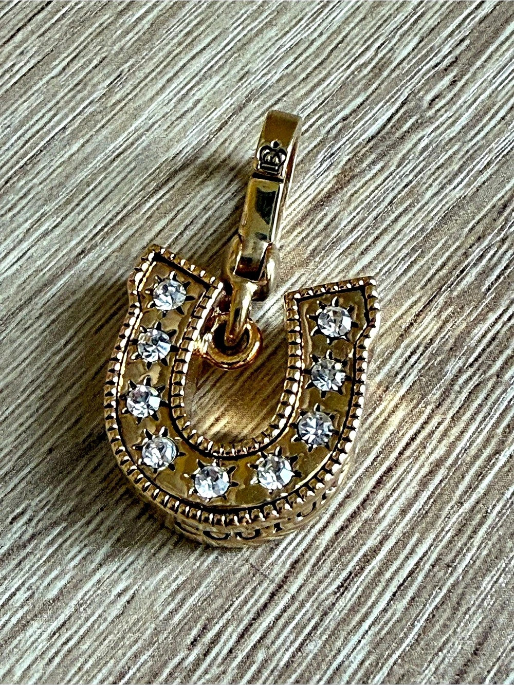 Juicy Couture Horseshoe Pendant Gold & Blue Like New